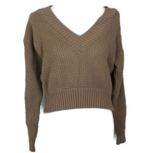 MISSGUIDED Thick Knit V-Neck Pullover Tan Sweater Size S M
